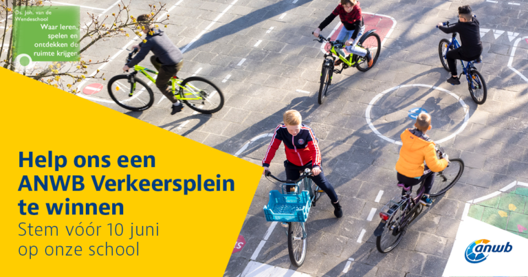Basisschool Ds. J. van de Wendeschool maakt kans op een ANWB Verkeersplein
