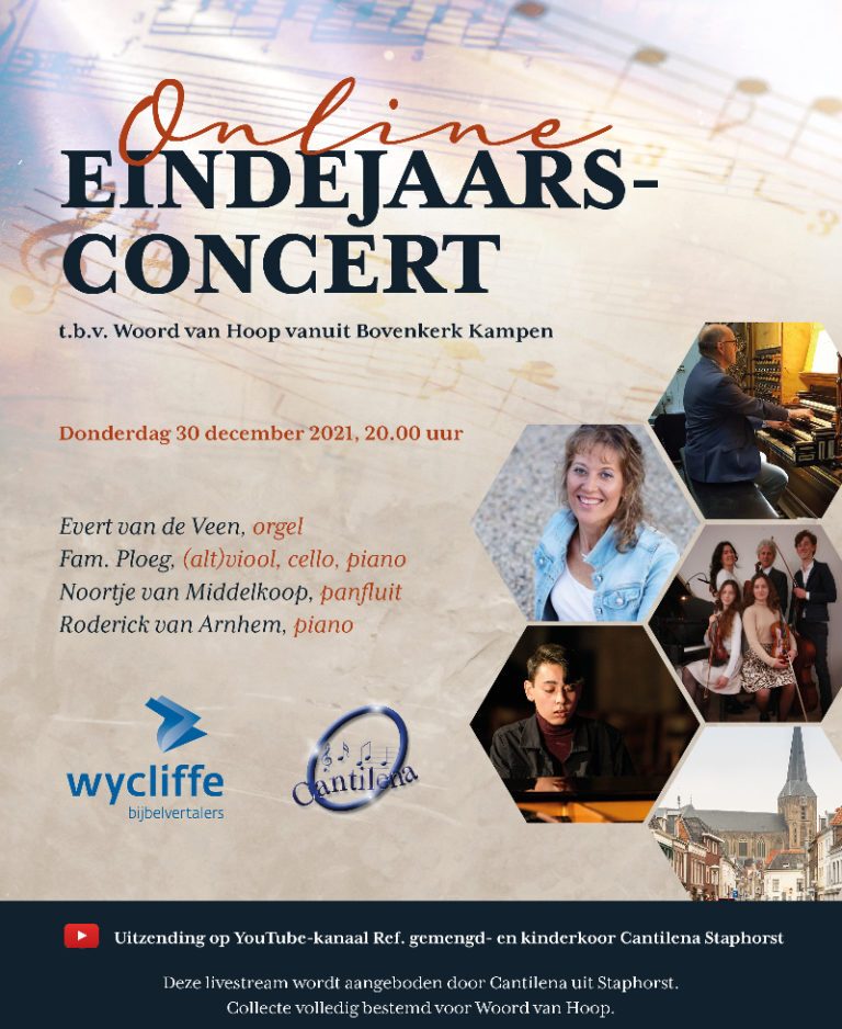 Eindejaarsconcert ten bate van Woord voor Hoop vanuit Bovenkerk Kampen