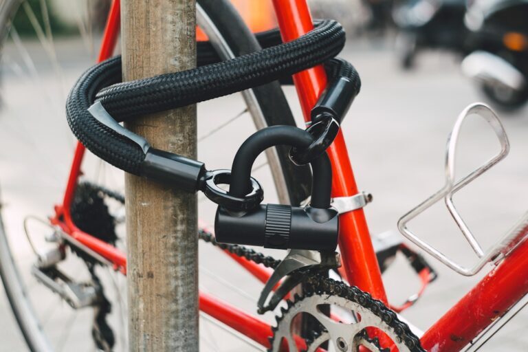 Locked red bike